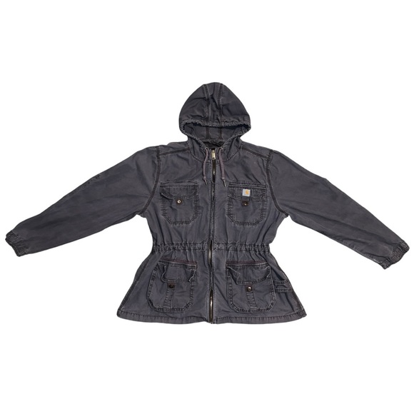 Carhartt El Paso Utility Jacket Hooded Field Coat Cinched Waist Grey- Size XL - Picture 9 of 12